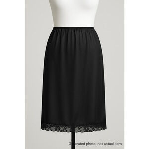 Adonna Black Nylon Half Slip Skirt Sheer Vintage Lingerie Lace Hem Large